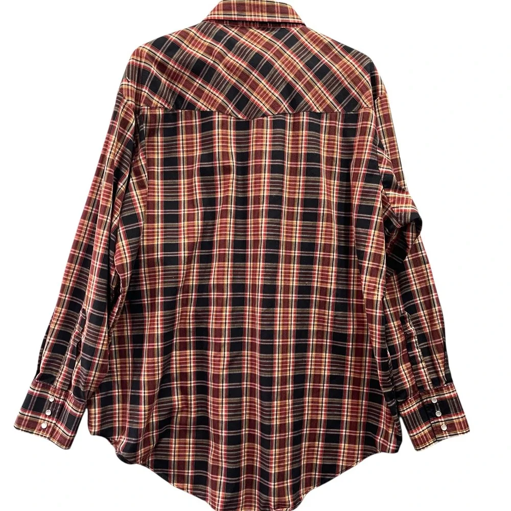 Ely Cattleman Western‎ Shirt Men XXL Plaid Pearl Snap Long Sleeve Cowboy Rodeo